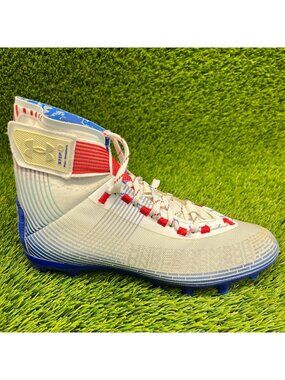 Under Armour White Blue Red Men's Football Cleats